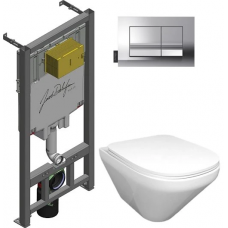 Комплект инсталляции с подвесным унитазом JACOB DELAFON Modern Life с сиденьем и кнопкой E21773RU-00 Комплект инсталляции с подвесным унитазом JACOB DELAFON Modern Life с сиденьем и кнопкой E21773RU-00